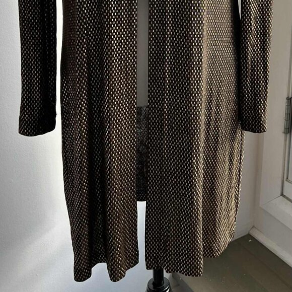 Ribkoff Trends Brown & Gold Knit Duster Jacket with Loop-Neck Button – US 10 - Picture 4 of 10